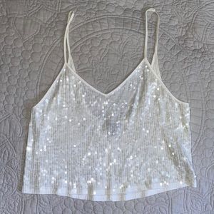 White Express sequin top